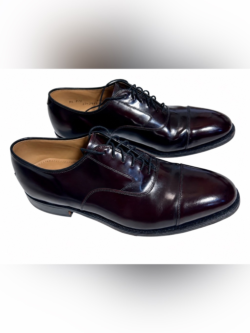 Johnson & Murphy Burgundy Cap Toe Oxford Dress Shoes Men’s 9.5 E/C